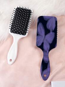 1pc Butterfly Series Cushion Hair Brush, Featuring Delicate Butterfly, Flower, And Daisy Patterns In Chic Artistic Style, Made Of Durable PC+TPU Material For Straight Hair Styling - Multicolor - View 8