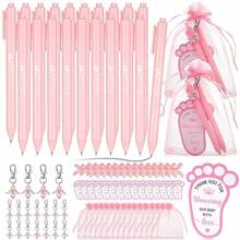 Ctosree 250 Pcs Baby Shower Favors Includes Ballpoint Pens Angel Keychains Organza Bags Thank You Cards For Guest Gifts Baby Shower Gender Reveal Party PinkIt's A Girl - 粉色 - 查看 1