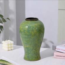 Elegant Green Ceramic Vase, Oriental Style, Classic, Simple & Chic, Artistic, High-End, Luxury, Gift, Creative Gift, Home Decor, Flower Arrangement, Mysterious Style, Christmas Gift, Birthday Gift, Hotel Vase, Home Vase, Collectible, Tall Vase, High-Quality Vase - Multicolor - View 5