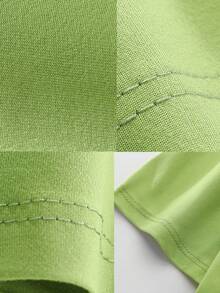 Camiseta de cuello redondo de manga corta con estampado de trébol de cuatro hojas de estilo casual para el Día de San Patricio, nueva ropa de primavera/verano para niñas - Verde - Ver 7