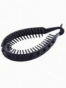 2pcs Heart-Shaped Banana Hair Clips, Black - Can Be Used To Fix Hair And Style, Soft Yet , Suitable For Buns, Ponytails And Updos, Claw Clips, Hair Barrettes - Black - View 2