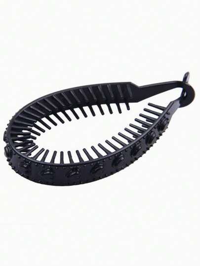 1pc Heart-Shaped Banana Hair Clip, Black - Soft & Durable, Suitable For Fixing Hair, Styling Buns, Ponytails, And Other Hairstyles, Hairpin, Accessories