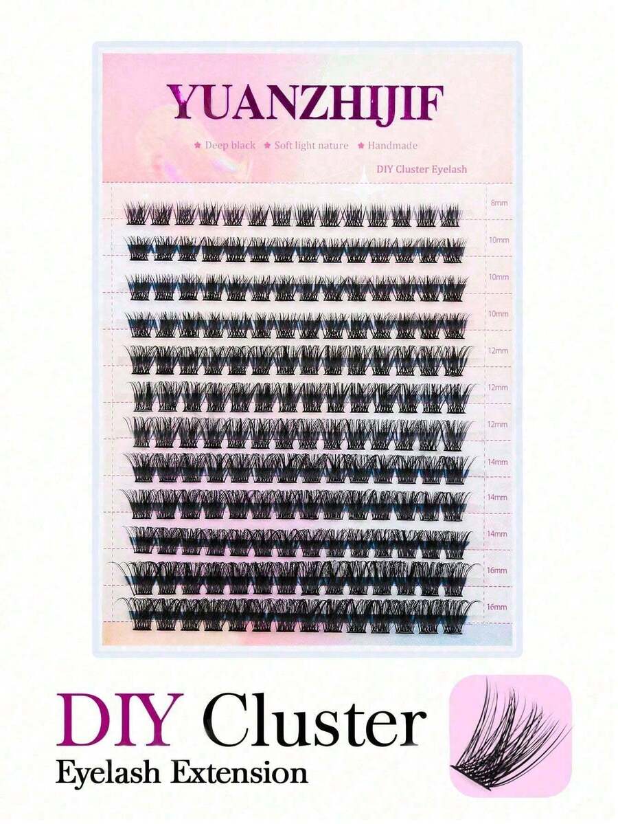 Natural Soft Handmade Segmented DIY Eyelash Extension Cluster Individual Lashes, Seamless Comfortable Eyelashes - Black - View 1