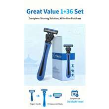 1 Handle + 36 Blades, 3-Layer Manual Safety Razor, Unisex, 6-Layer Stainless Steel Shaving Blades, Replaceable Shaving Tool - Multicolor - View 7