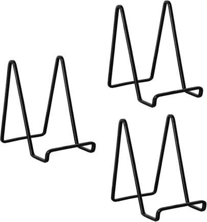 3 paquetes de soportes de metal de 4 pulgadas para exhibición, soporte para platos, marcos de fotos, caballete de exhibición de sobremesa, caballetes de hierro para exhibir fotos, platos, discos de vinilo, libros, placas, letreros