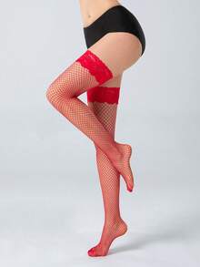 1 par de calcetines de red de moda y sexy de encaje para mujer - Multicolor - Ver 9