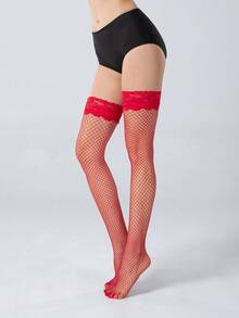 1 par de calcetines de red de moda y sexy de encaje para mujer - Multicolor - Ver 8