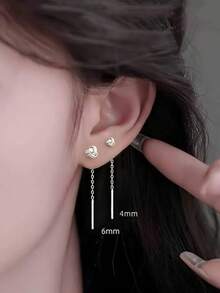 1对吉祥结流苏耳环，个性耳环，高端质感，适合日常佩戴 - 小號4mm - 查看 3