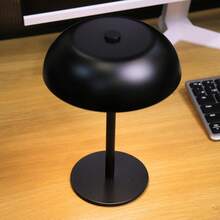 Portable LED Mushroom Table Lamp, Cordless Desk Night Light With 5200mAh Rechargeable Battery, Stepless Dimming Small Lamp With 3 Colors And Brightness Control For Bedroom/Patio/Bar/Coffee Shop - Đen-1 cái - Xem 1