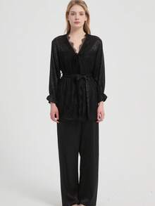 New Women's Fashion Casual Pajamas & Loungewear Set - Black - View 4