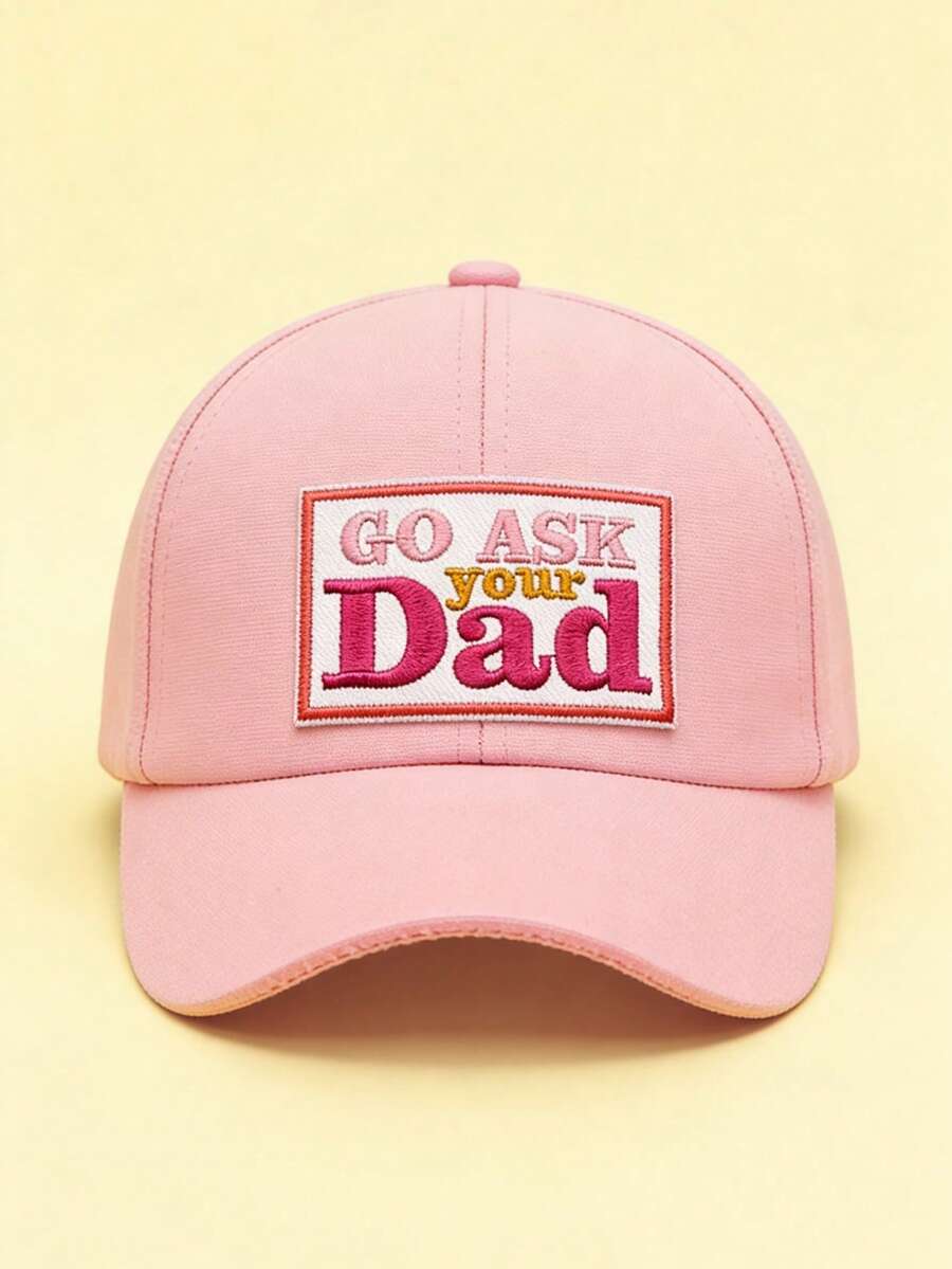 1顶印有“去问你爸爸”字样的软顶棒球帽，纯色简约时尚可调节透气舒适后扣帽，适合春夏、休闲、工作、上学、基督教等场合。 - 彩色 - 查看 1