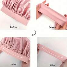 两件套奢华丝缎睡帽，包含丝缎发圈、大号柔软丝滑缎面蝴蝶结，优雅睡帽，可调节舒适贴合，系带式 - 男女通用护发产品，舒适荷叶边设计，贴合头部，保护秀发 | 丝缎睡帽 | 光滑丝缎