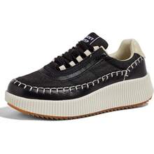 Women's Platform Sneakers Fashion Chunky Casual Sparkly Retro Braided Walking Shoes - Black Nylon - 查看 11