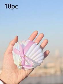 10pcs Shell Candle Gifts, Including Shell Scented Candles, Shell Gift Box And Pink Ribbon Accessories, Ideal Gifts For Weddings, Bridal Showers And Beach Parties - White - View 10