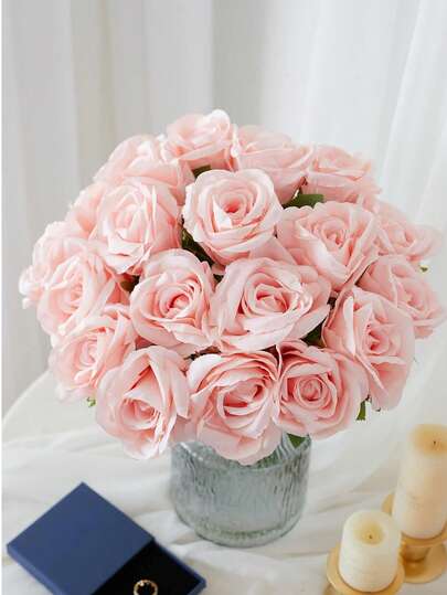 10支仿真单朵玫瑰花，适合春夏装饰、餐厅、卧室、桌面、家具、花瓶DIY、婚礼装饰、节日礼物