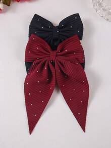 8pcs/Set Girls Colorful Rhinestone, Striped, Bow Hair Clips, Hair Accessories, Barrettes, Claw Clips, Suitable For School, Daily Use - Multicolor - View 5