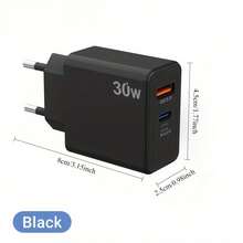 Bộ sạc USB-C 30W hai cổng, tương thích với Pixel 10Pro/10Pro XL/10Pro Fold, Pixel 9Pro/9/9Pro XL/9a/8/8Pro/7/7Pro, Pixel Watch 4/3, hỗ trợ sạc nhanh PD, thiết kế nhỏ gọn. - Phích cắm loại C của EU (220-240V) - Xem 5