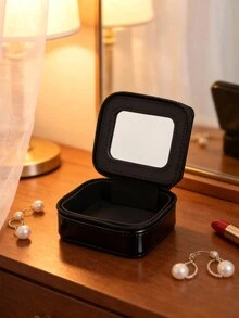CHANEL Túi đựng mỹ phẩm mini, da sơn mài đen, hộp đựng son môi, hộp phấn phủ, túi đựng đồ du lịch, di động, hộp đựng son môi, da sơn mài đen, hộp nhỏ, hộp phấn phủ, hộp đựng tai nghe, kích thước du lịch - màu đen - Xem 3