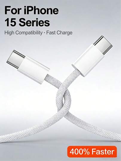 1条编织Type-C转Type-C快充线！高密度编织，防缠绕，快充，兼容Apple 15-17英寸机型，适合居家/通勤/旅行使用。