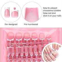 60 Pcs White French Tip Press On Nails, Medium Square Fake Nails, Toe Nail Press On, Glossy Glue On Acrylic Full Cover False Nail For Women Manicure - Follow Your Heart - Xem 3