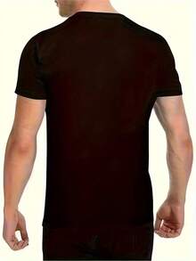 Men's Short-Sleeved Red T-Shirt With A Jumping Print. - Black - View 2