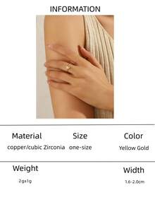 1pc Twinkle Boho Ring Set Gold Crystal Joint Knuckle Finger Rings Stackable Moon Star Heart Flower Ring For Women And Girls, Daily Wear, Mom Gift - Yellow Gold - View 17