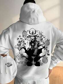 Men's Anime Hoodie, Otaku Chic Style, Majesty Of The Kingdom, Fandom Style, Geek Style, Streetwear, Cool Graphic Hoodie, Pullover Hoodie, Casual Fashion For Anime Fans And Pop Culture Lovers - 白色 - 查看 1
