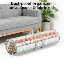 Bolsa de almacenamiento transparente para papel de regalo, material de PVC, con asa blanca, caja de almacenamiento cilíndrica conveniente. Bolsa de almacenamiento de papel de regalo de Navidad, bolsa de almacenamiento de tubo de papel de fiesta, bolsa de regalo con cremallera, bolsa de almacenamiento de regalo transparente impermeable y a prueba de polvo, bolsa de almacenamiento de papel de regalo de Navidad, decoraciones navideñas, bolsa de regalo de fiesta individual - Negro - Ver 9