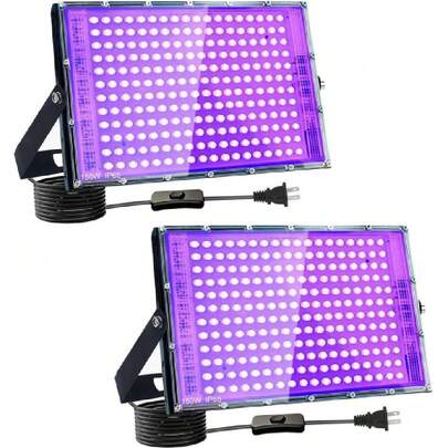 150W LED Luz Negra 2 PCS,  UV Led Luz de Inundación, LUZ negra UV con Enchufe, para Carteles Fluorescentes, Señal Neón, Bares, Iluminación de Escenarios, Fiestas de LU Z Negra, Fiestas Navideñas,39230571