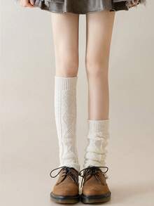 4 Pairs Women Floral Lace Ruffle Diamond Pattern Leg Warmers, Thick Winter Leg Warmers (Socks Not Included) - Multicolor - View 4