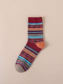 5 Pairs Comfortable Retro Mid-Calf Socks - Multicolor - View 6