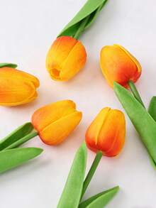 3pcs Artificial Tulip Flowers Decor, Home Decoration Accessories, Living Room & Bedroom Ornaments - Sunset Glow - View 5