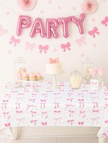 1pc Pink Bow Baby Shower Theme Tablecloth,220*130cm Disposable PE Table Cloth With Pink Bow Design,Baby Shower Table Cover,Babe Shower Decor,Gender Reveal Party Decor,1st Birthday Party Table Decoration Supplies,Pink Bow Party Decor,Pink Bow Birthday Party Decorations,Baby Girl Party Decorations,Baby Shower Gift, Table Decoration,Easy To Clean Tablecloth - Pink Bow - View 7
