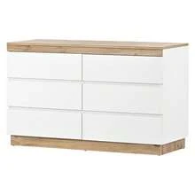 6-Drawer Chest, Lockable Compartment, Storage Function, For Bedroom And Living Room, E1 Particleboard, White + Oak [OLD REF: 30211011AAA] - 白色 - 查看 7