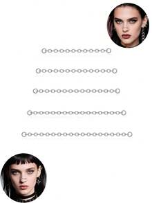 5件装鼻链穿孔不锈钢鼻环，横跨鼻梁，心形双鼻孔鼻梁饰品，男女通用，镀银，尺寸：32/35/40/45/50毫米 - 銀色 - 查看 11