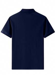 GRDR Men's Solid Color Polo Shirt, Casual Versatile Commuting Short Sleeve - Navy Blue - View 5