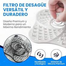Set de 4 Tapones de Drenaje de Silicona con Ventosa, Cuadrados, Cubierta para Desagüe de Suelo, Atrapa Pelos y Bloquea Olores, Ideal para Ducha, Bañera, Cocina o Lavabo - como se muestra en la figura - Ver 7