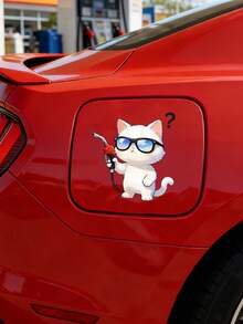 Cute Pet Fashion Glasses Cat Creative Car Sticker, Colorful Ink Splash Effect, Adorable Pattern, Easy To Apply And Not Easy To Fall Off, Cover Blemishes And Prevent Scratches, Suitable For Cars, Gas Tanks, Smooth Surfaces, Daily Use - Cartoon - View 6