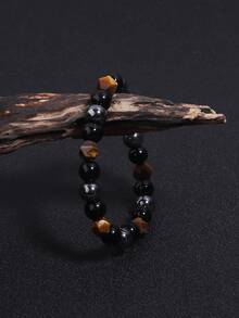 YAUKIA Brățară cu triplă protecție, ochi de tigru, hematit și turmalină neagră, brățară cu mărgele de 8 mm, echilibru vindecător pentru femei și bărbați - Multicolor - Vizualizare 3