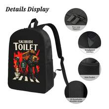 Bus Graphic Backpack School Student Bag Zipper Book Bag Anime Laptop Birthday Gift Back To School - màu đen - Xem 5