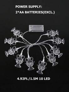 1pc 1.5m/3m Plastic Kerosene Lamp Decorative String Lights, Ramadan Decoration Lights, Indoor Decor Kerosene Bottle Lights, Battery Powered