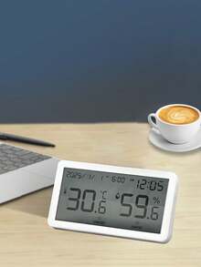 LCD Dual Display (Temperature & Humidity/Clock) Digital Thermometer Hygrometer, Battery Operated, Suitable For Bedroom, Study, Greenhouse - White - View 15