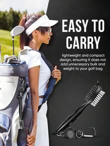 Retractable Zipper Golf Club Cleaning Brush, Multi-Functional Golf Bag Cleaning Tool, Suitable For Men And Women, Practical Gift For Golf Beginners And Enthusiasts, Portable Small Golf Essential Accessory - Multicolor - View 5