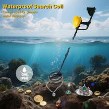 高精度五模式黄色金属探测器，具有强抗干扰能力，8英寸探测深度，适用于海滩、陆地，可探测金、铜、银、铁（不含电池） - 黃色 - 查看 7