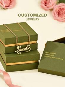 [Valentine's Day Selection] Personalized Customized Necklaces, Customized Text Necklaces, Love Necklaces, Valentine's Day Gifts, Gold And Stainless Steel Jewelry, Customization, Gift Box Style, Gift Selection. - Selected Items - View 2