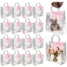 20 túi quà bằng nhựa trong suốt có quai xách và nơ đỏ - Túi đựng quà bằng PVC trong suốt có thể tái sử dụng cho đám cưới, họp mặt bạn bè, tiệc sinh nhật. - Trong sáng - Xem 11