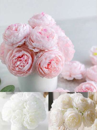 2/6/12/18/24/30pcs Artificial Peony Flowers With Stems, Suitable For Wedding Party Decor, Cake Decor, Home Living Room Dining Table Decor, Artificial Plants, Autumn Decor, Room Decor, Desk Decor, Garden Decor, Home Decor Gifts, Back To School Supplies
