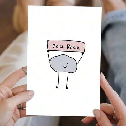 1pc "You Rock!" Friendship Card – Playful Bestie Greeting (5x7in + Envelope) | Humorous High-Five Design For Best Friends & Colleagues | Premium Quality Thank You Card & Friendship Keepsake