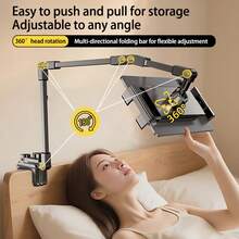 WOWSSYO Foldable Phone/Tablet Stand, Adjustable Carbon Steel Arm, 360° Rotating Base, Easy To Store, Suitable For Desk And Bedside - Multicolor - View 3
