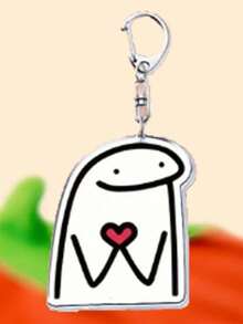 1pc Acrylic Heart Expression Keychain, Transparent White Cartoon Character Pattern Keychain, Backpack Pendant, Phone Keyring Gift Souvenir Car Accessories, Cute Gothic Y2K Lanyard ID Card Holder, Car Accessories - Multicolor - View 9